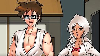 Hentai redhead gives blowjob and having sex