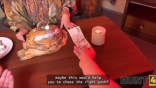 Gorgeous blonde medium lets this dude to nail her really well after a seance