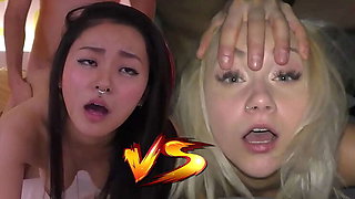 Japanese Teen Rae Lil Black vs Czech Blonde Marilyn Sugar - Hardcore Creampie Showdown