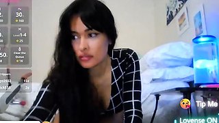 Cute curly brunette solo webcam masturbation