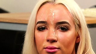 Hot blonde gives pov blowjob