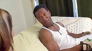 Inked teen with round butt gets pussy slammed by big black dick