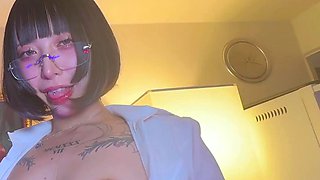 Horny Office Lady Melu Rubs Her Pussy