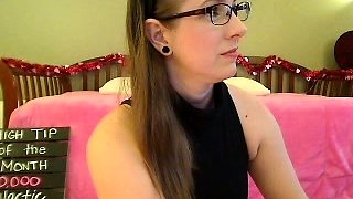 Kinky brunette wears stockings and masturbates rough