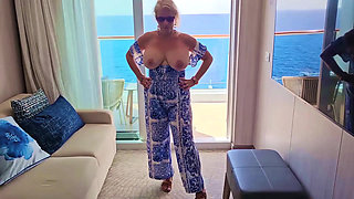 MILF Mature Mommy Housewife Rubbing her Big Tits Pussy on a Cruise Ship