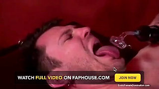 Goddess in latex dominating immobilized femdom slave