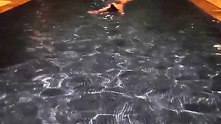 Hot Wife Risking Fucking in Public Pool at Night