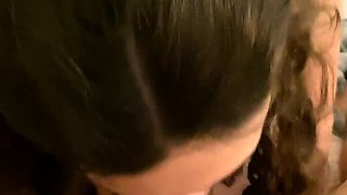 Brunette amateur blowjob and cock riding to earn some cash