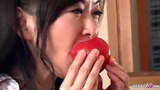 Japanese Mature Wife Nymphomaniac Seduces Old Worker for Blowjob and Facial Cum