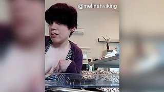 Homemade MILF Melinah Viking Jerking Off and Wanking Her Big Tits - Amateur Brunette Cougar Masturbation