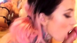 Tattooed Blonde Deepthroats on Webcam