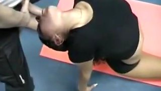 She went to the gym to get her face fucked in any flexible position