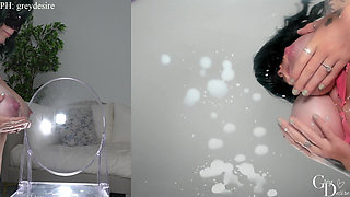 Dual Angle Big Tit Lactating MILF Makes Milk Mess - Grey Desire