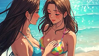 AI Anime Hentai Uncensored, Uncensored video of Lesbian MILF Kissing, 3D Hentai Gangbang Cartoon on closeup by Kiidzy Animates