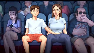 Finger blasting my stepsister in the theater during a naughty game scene