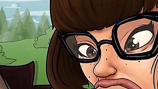 Velma the Submissive Slut - Facial & Deepthroat, Intensive Rough Deepthroat on Shaggy's Monster Cock - Velma Porn Game