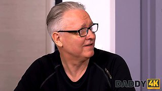 Daddy4k. Lulu Love has secret affair with boyfriend's daddy in the kitchen