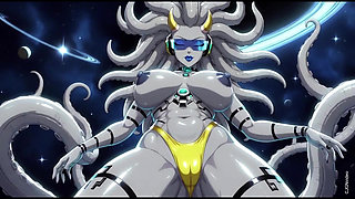 My Alien girlfriend topless in space (Ai animation)