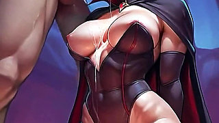 Deep throat blowjob from a sexy and hot vampire on Halloween night