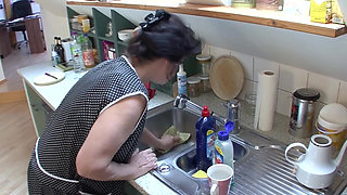 Mature Brunette MILF Pounded Hard on Kitchen Counter