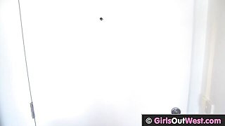 Bendy model at brunette dirt