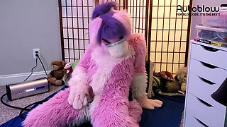 Pink furry Vicky Tart CANNOT GET ENOUGH of VacuGlide.