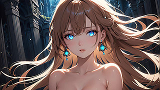 Soft Starlight a Beautiful Young Woman with Glowing Eyes in Animated Style