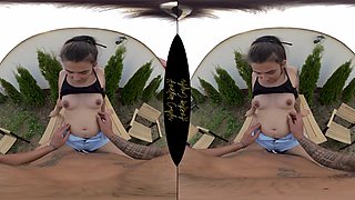 Naughty Preggo Girl Wants To Be Fucked Outdoors On The Table - Face Full Of Cum - AmateurCouplesVR