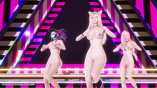 [mmd] Blackpink - Whistle Ahri Akali Seraphine Sexy Naked League of Legends Hentai Uncensored 4K 60fps