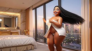 POV Gorgeous Indian Babe Fresh Out The Shower Loving Her Massive Ultra Soft King Size Mattress In 3D Animation