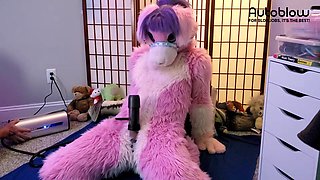 Pink furry Vicky Tart CANNOT GET ENOUGH of VacuGlide.