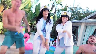 After class hardcore threesome with two slutty schoolgirls