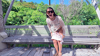 Huge Long Waterfall Pee in Public Park