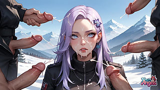 Snow Queen's Milk Spray Orgasm in Alpine Peaks