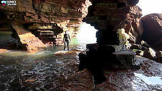Wetsuit Cave Encounter: Secret Fun with Mysterious Stranger
