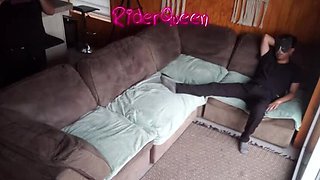 Slutty MILF Cuckold - Homemade Sofa Sex with Big Dick Bull