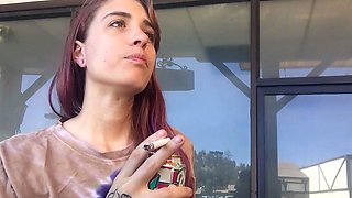 Sexy amateur redhead teen double dildo action