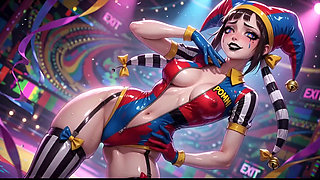 Clown Girl Covered in Thick Cum - Ahegao & Tit Play Compilation