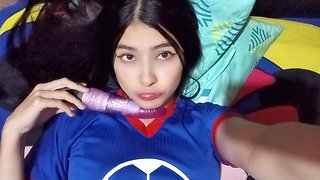 Mexican babe in a Japanese uniform with big tits gets it anally