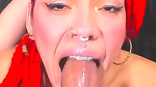 Blowjob That Ends with Cum All Over Her Face