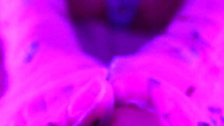 Step Sister Footjob in Sheer Floral Socks