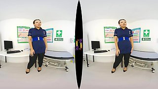 Examine My Uniform; Nurse Strip Solo Trimmed Pussy Full Tits Small Nipples Brunette