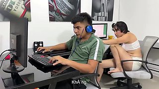 Stepbrother Teaches Me PC Gaming Then Grabs My Big Tits - Horny Latina Teen Gets Fucked Hard