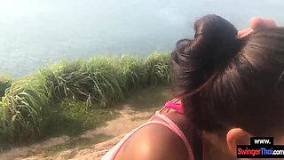 Hot Asian GF sucks boyfriend's cock in public - Amateur POV blowjob