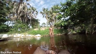 Dark flesh African hotty with a goodess like bod railing my boner in a sea