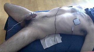 Male tied, edged with vibrator and nipple estim