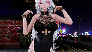 Haku Еxcuse Me Black Lace Cheongsam Double Ponytail Big with Big Breasts