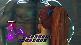 3D cartoon monster dick hard fucks cute asian girl in anal