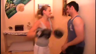 Beating her slave and enjoying it