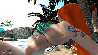 Nami relieving stress at the beach - 3D Animation by VirtualHeaven